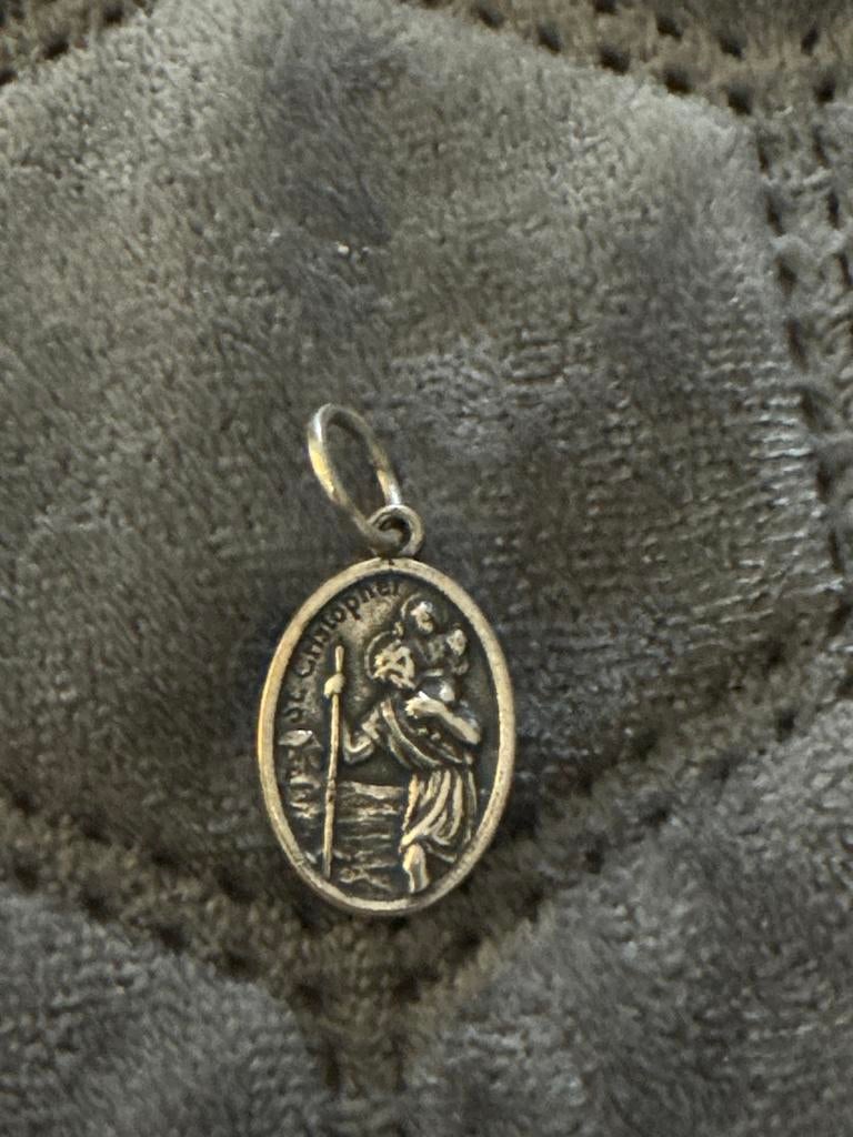 Zilveren Sint Christoffel Medaille Hanger, Sieraden, Tassen en Uiterlijk, Kettinghangers, Gebruikt, Zilver, Overige voorstellingen