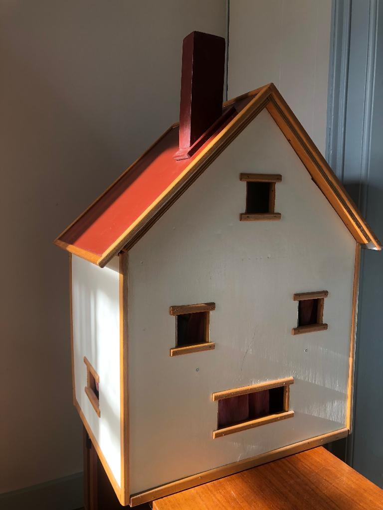 Houten handgemaakt poppenhuis - met inrichting, Ophalen, Gebruikt, Poppenhuis