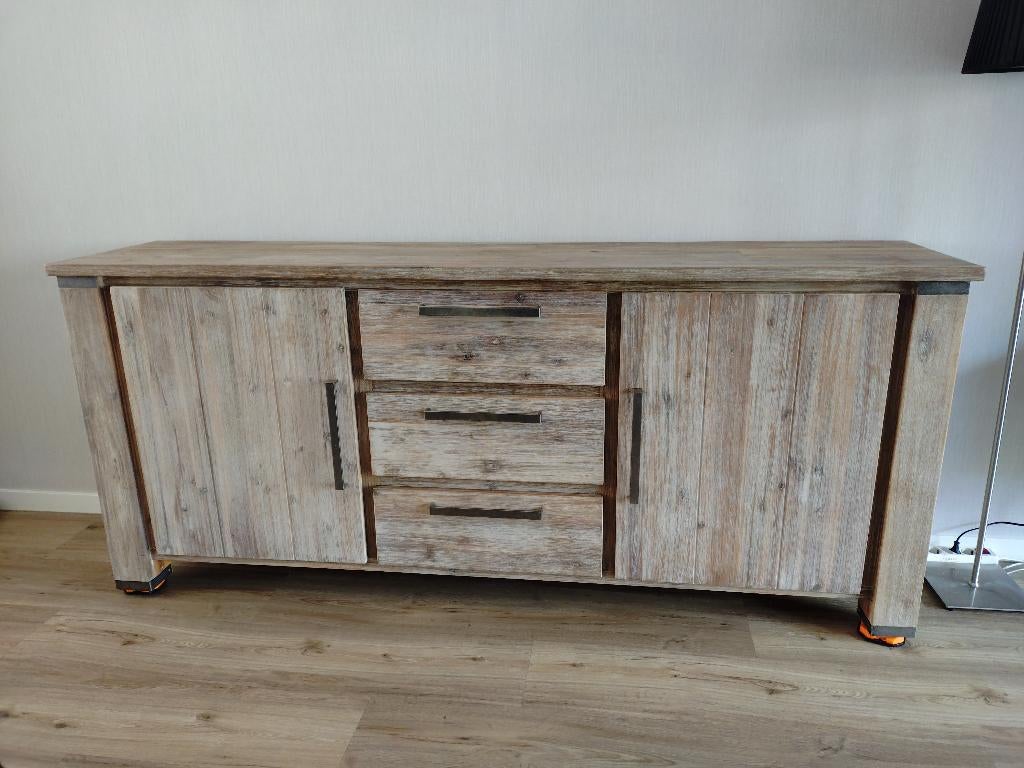 Dressoir acacia hout 200 x 85 x 45cm, Huis en Inrichting, Kasten | Dressoirs, Ophalen, Gebruikt, Met deur(en), 150 tot 200 cm