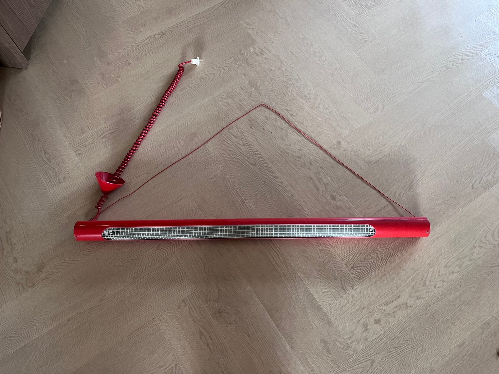Prachrige vintage Massive rode tubelamp hanglamp pop art, Ophalen, Metaal, Pop art vintage