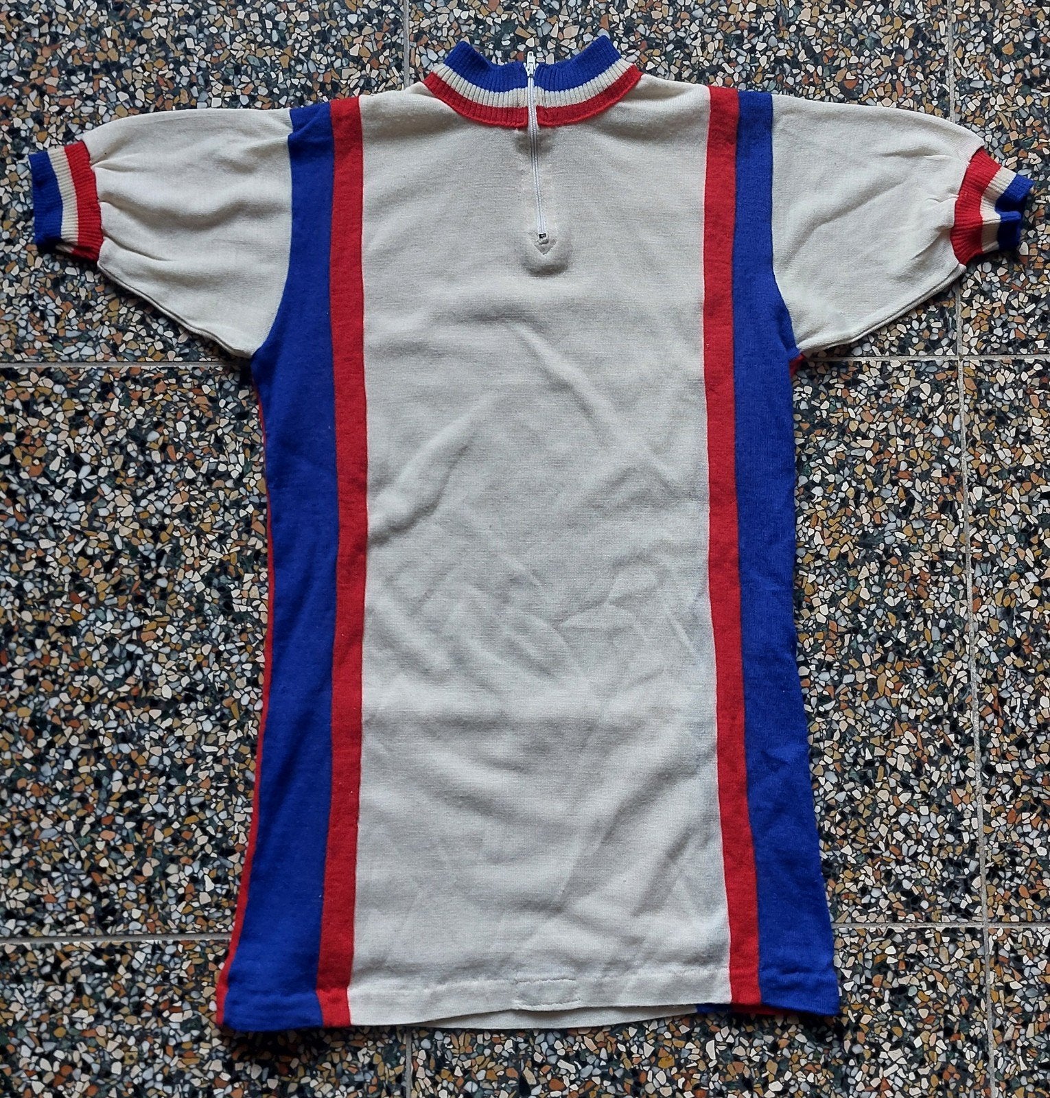 Retro wielershirt rood wit blauw vintage, Ophalen of Verzenden, Gebruikt, Kleding