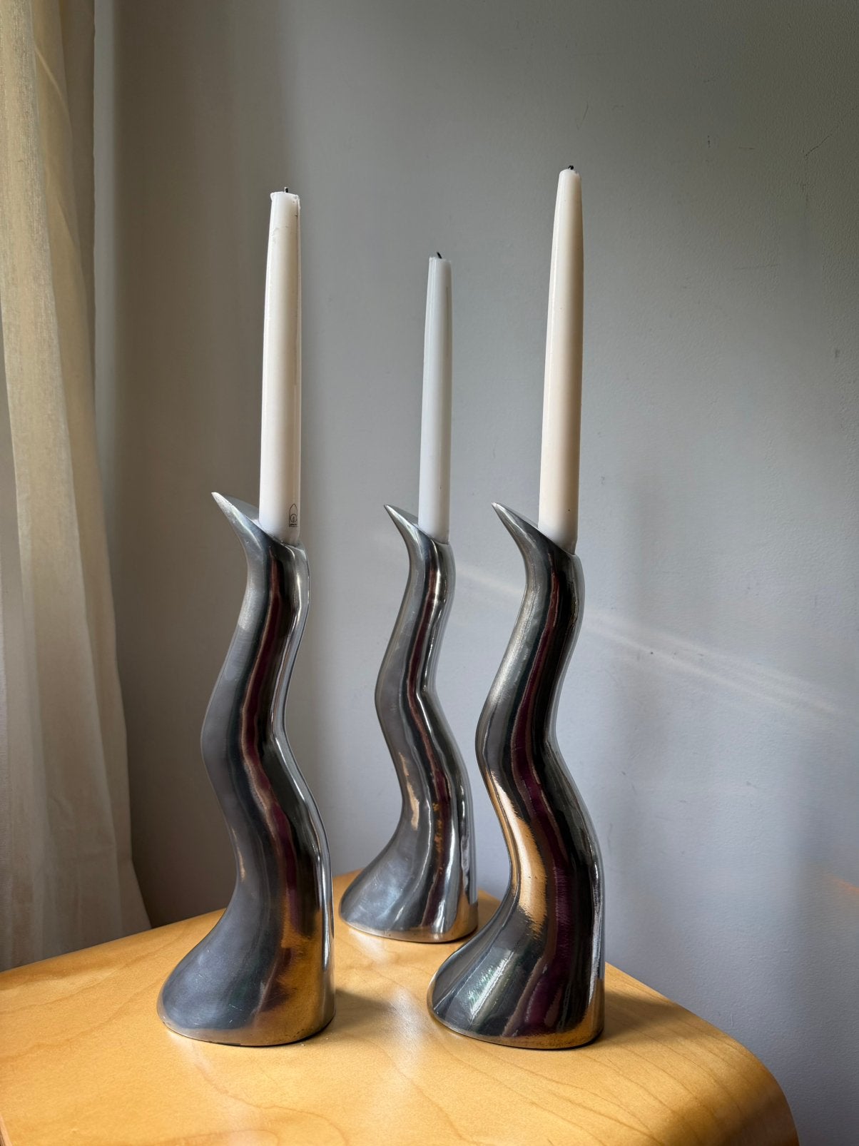 Set of three Zigzag Anna Efverlund Ikea Candle holders, Ophalen of Verzenden, Zo goed als nieuw, Overige materialen, Minder dan 25 cm