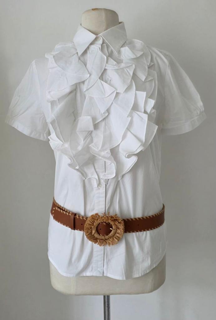 Pauw Ralph Lauren blouse met jabot 40/42, Pauw ralph lauren, Verzenden, Zo goed als nieuw, Wit