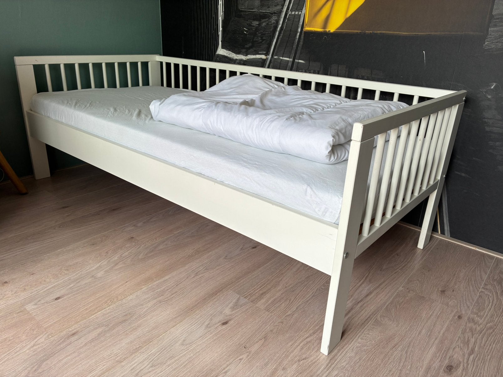 Wit kinderbed 165 x 76, Gebruikt, 70 tot 85 cm, 160 tot 180 cm, Ophalen