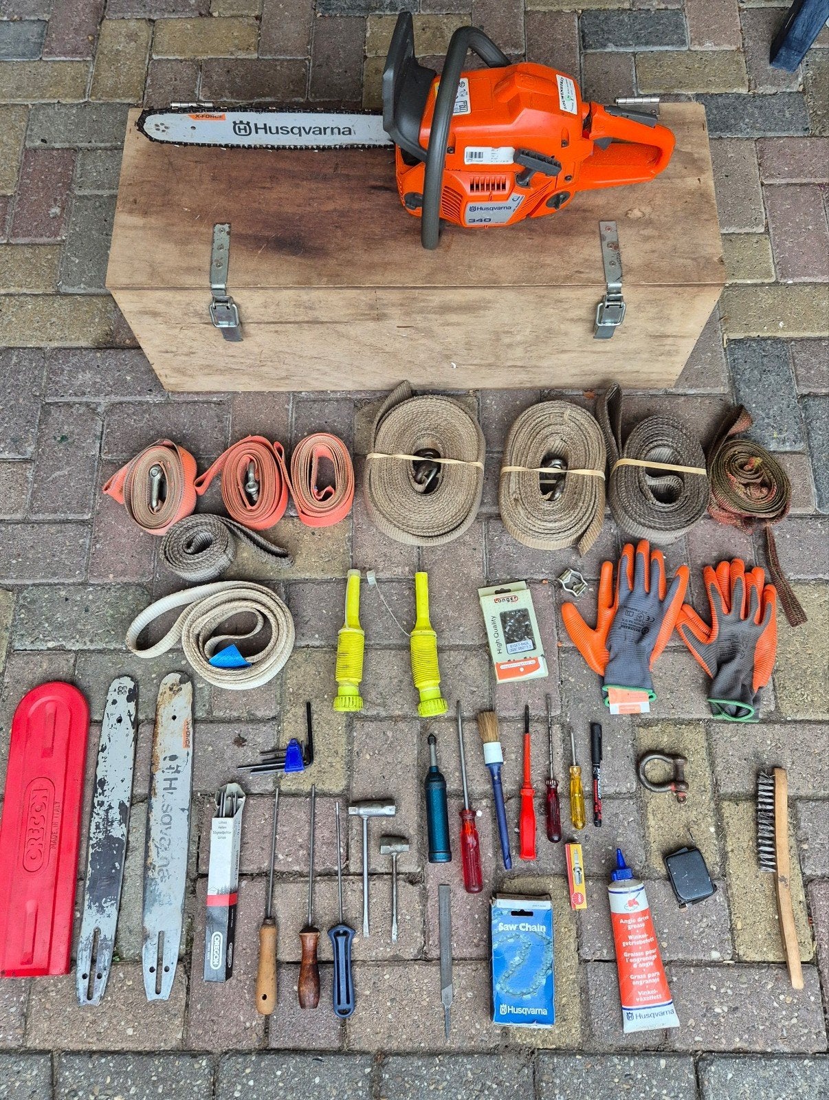 Husqvarna 340 kettingzaag met uitgebreide accessoireset, Ophalen, Gebruikt, Zaag