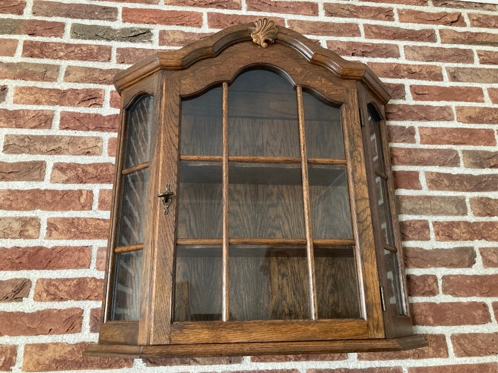 Hang vitrinekast, Ophalen, Eikenhout, 50 tot 100 cm, Minder dan 25 cm