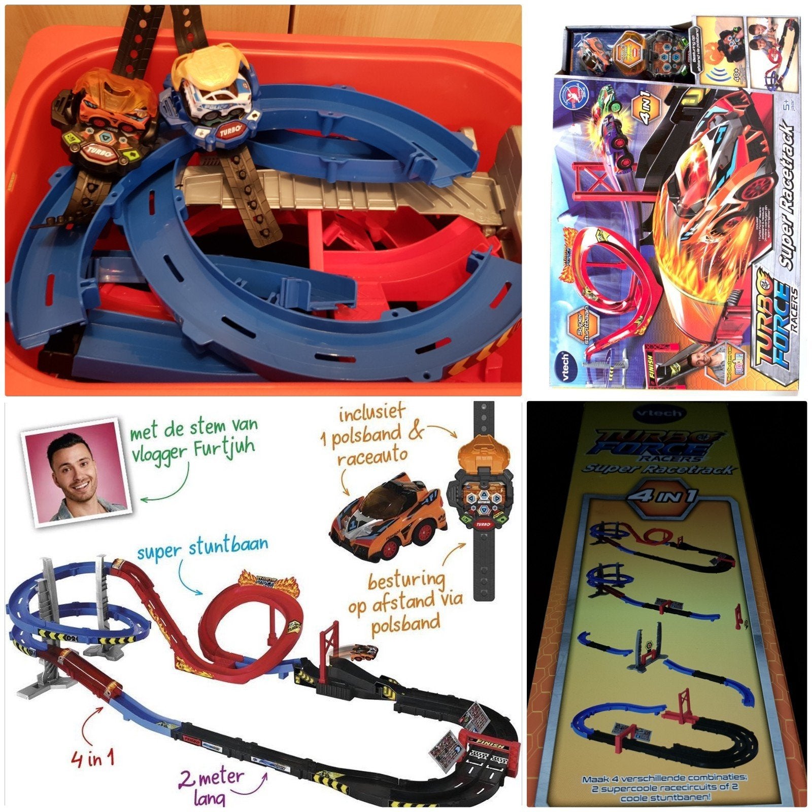 VTech Turbo Force Racers Stuntbaan met 2 Horloges en Auto's, Ophalen of Verzenden, Zo goed als nieuw