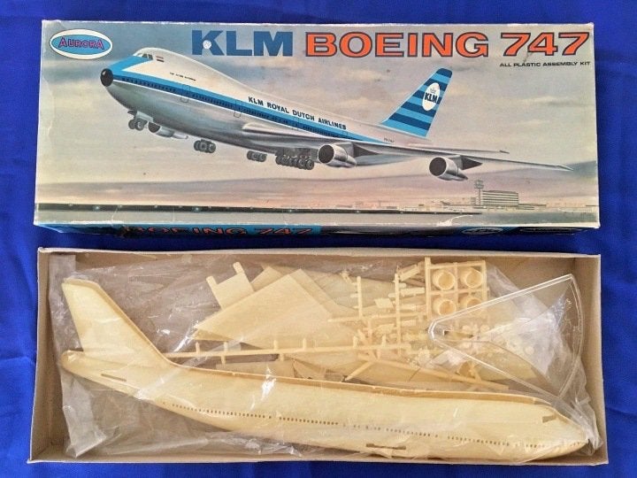 Aurora KLM Boeing 747 modelbouwkit - Vintage Vliegtuig, Overige merken, Ophalen of Verzenden, Zo goed als nieuw, Groter dan 1:72