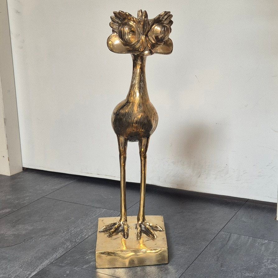 Emoe struisvogel beeld messing 64 cm goud, Ophalen of Verzenden, Koper
