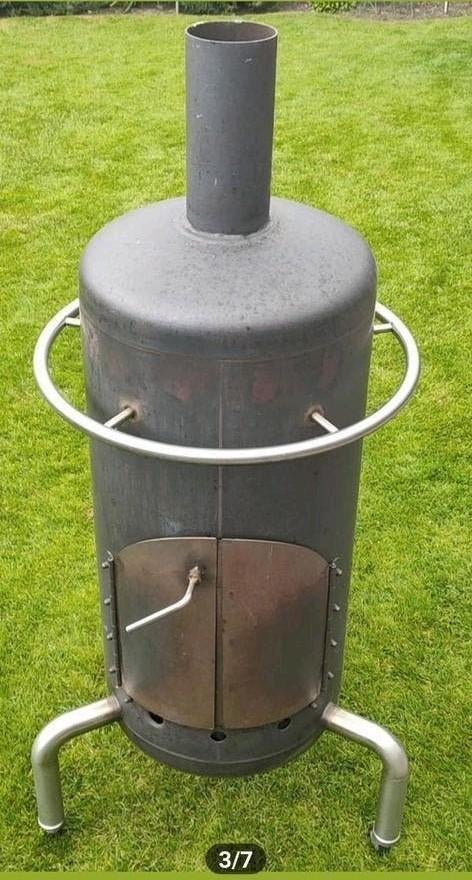 Stoere RVS terras haard/tuinhaard/houtkachel/BBQ, Ophalen