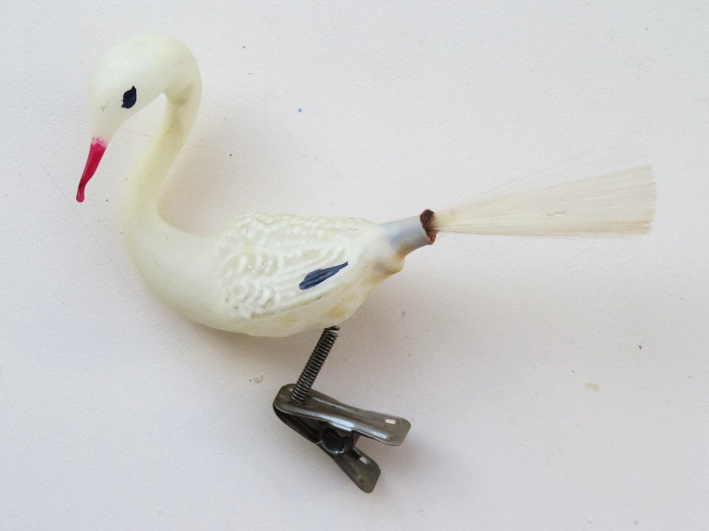 Oude Kerstbal: Vogel op knijper 05 Ooievaar, Diversen, Kerst, Ophalen of Verzenden
