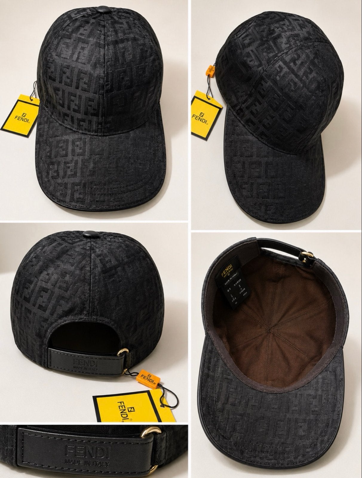 Fendi FF-logo baseballpet - Zwart, Verzenden, Zo goed als nieuw, One size fits all, Pet