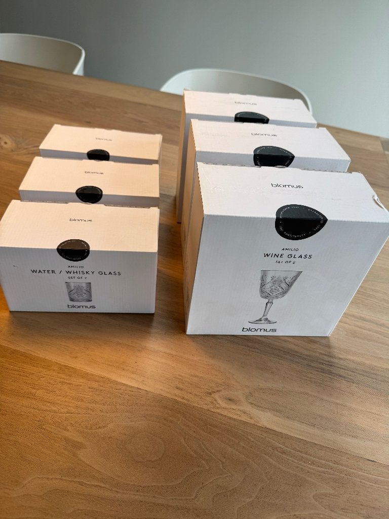 Blomus Amilio glazen nieuw in originele dozen., Glas of Glazen, Nieuw, Ophalen of Verzenden, Glas