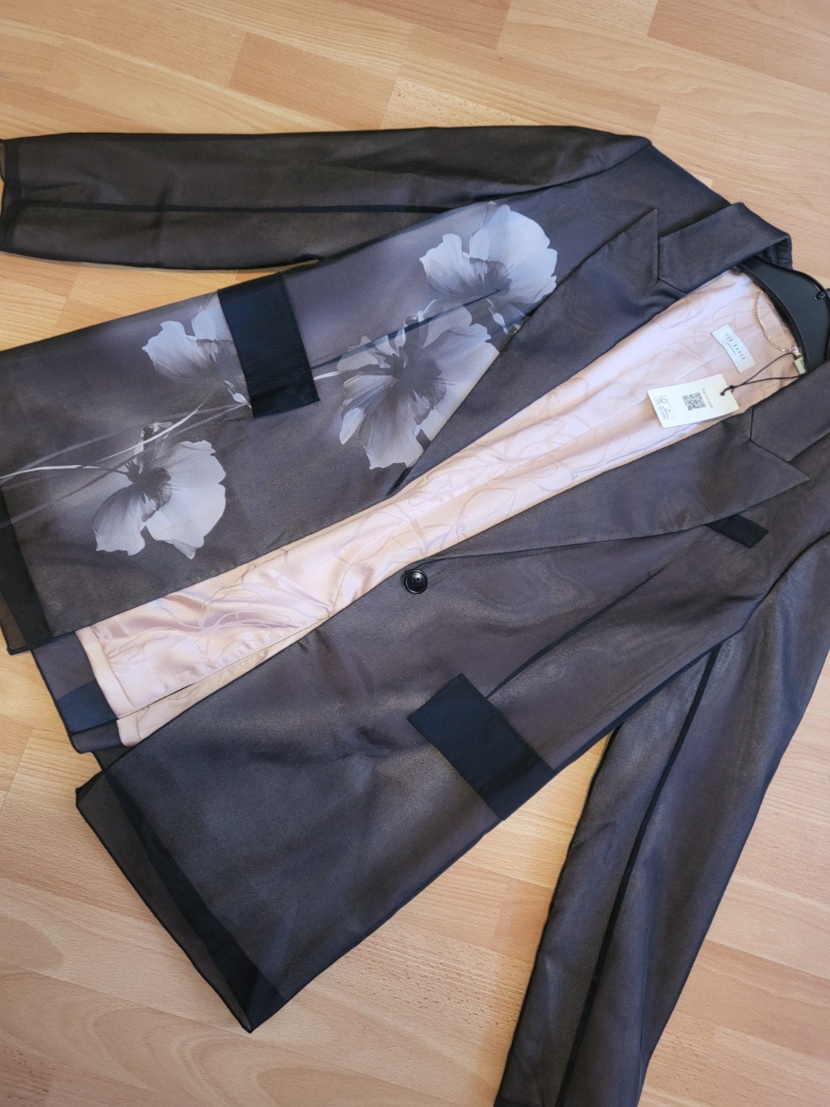 Ted Baker Zwart Transparant Jasje met Bloemenprint 38/40, Maat 38/40 (M), Zwart, Nieuw, Ophalen of Verzenden