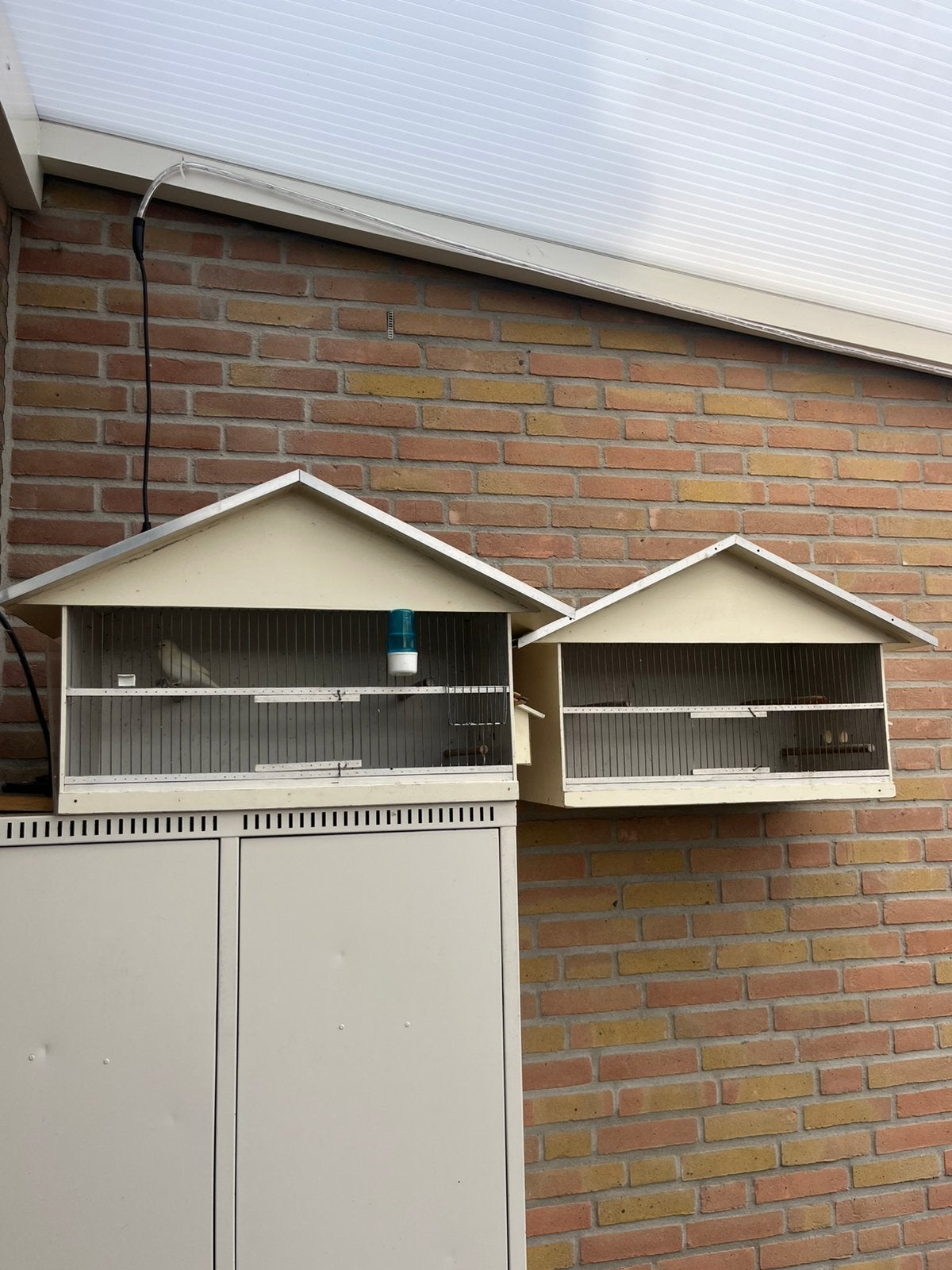 2 x dezelfde vogelkooien / zangkooien ., Ophalen, Gebruikt, Hout, Vogelkooi
