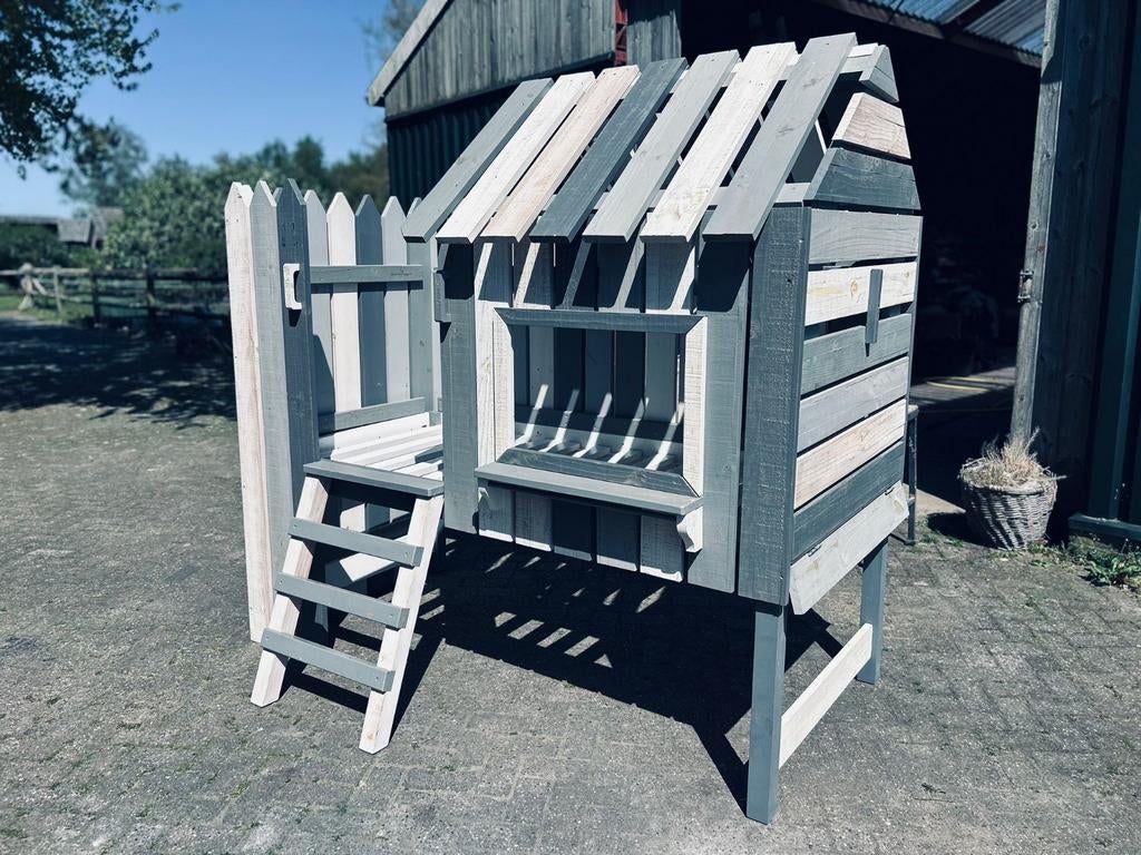 Mooi houten (half) hoogslaper voor kinderen, Ophalen, Gebruikt, 90 cm, Eenpersoons