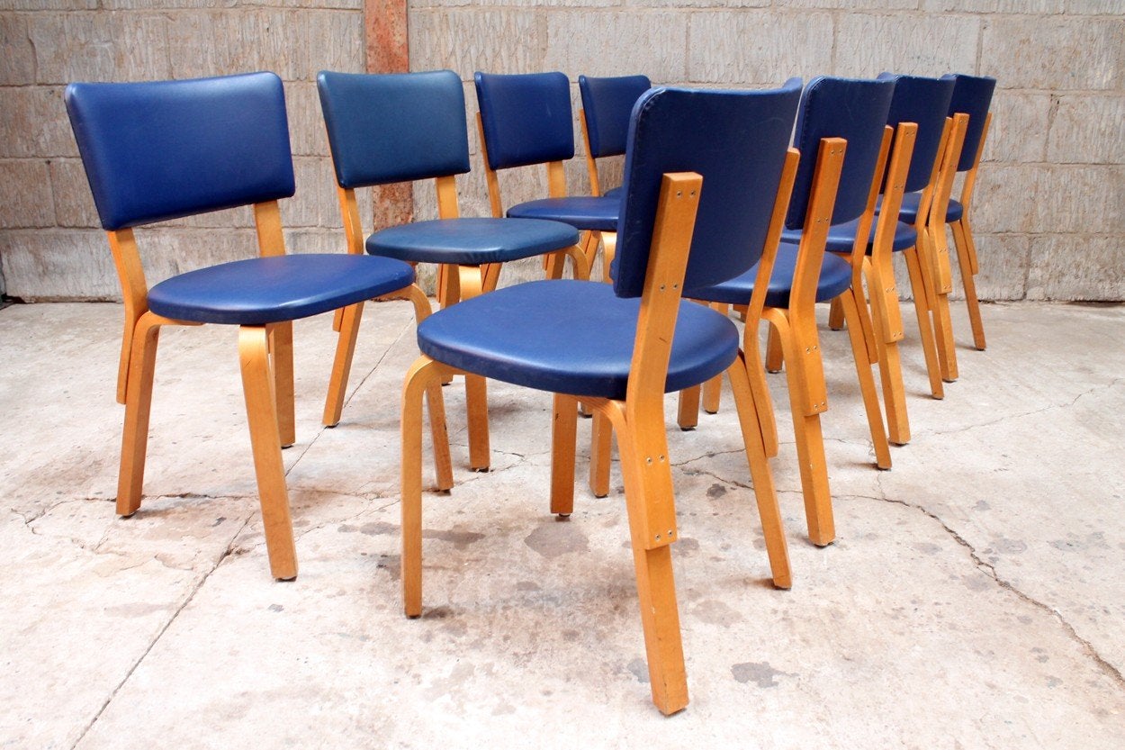 Vintage Artek Alvar Aalto stoelen - Blauw, Hout, Gebruikt, Scandinavisch, Modern, Vintage, Gebruikt, Blauw, Ophalen of Verzenden