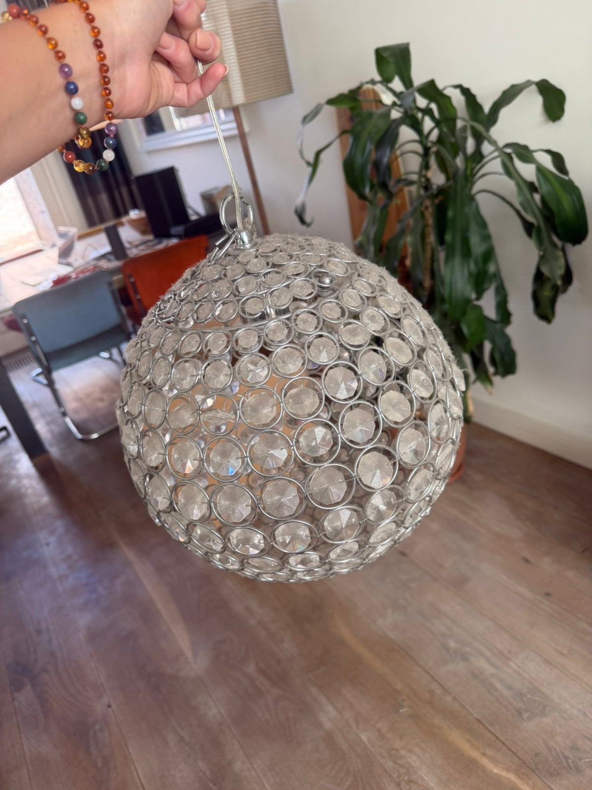 Prachtige glazen hanglamp bol, Gebruikt, Hanglamp, Dimbaar, Glas