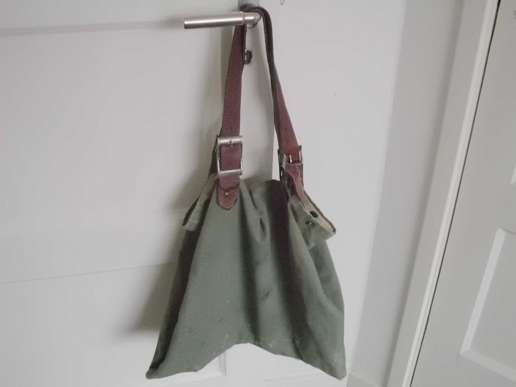 green army canvas upcycled tote bag leger pukkel textiel tas, Ophalen, Gebruikt, Groen, Shopper