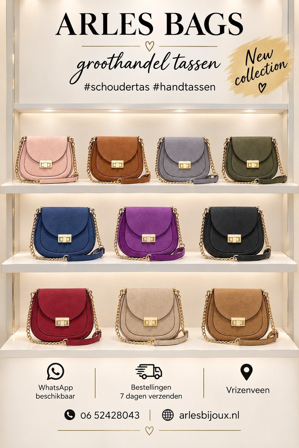 Arles Bags Groothandel - Diverse Tassen Collectie, Ophalen of Verzenden, Nieuw, Blauw, Avondtasje