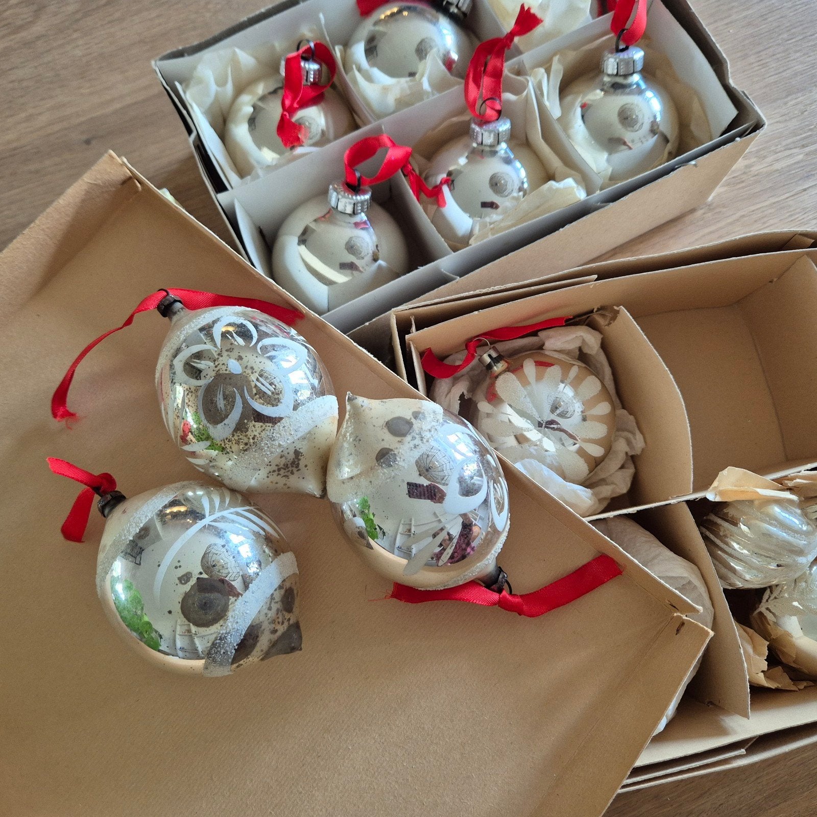 Kerst verzameling oude kerstballen zilver, Ophalen of Verzenden
