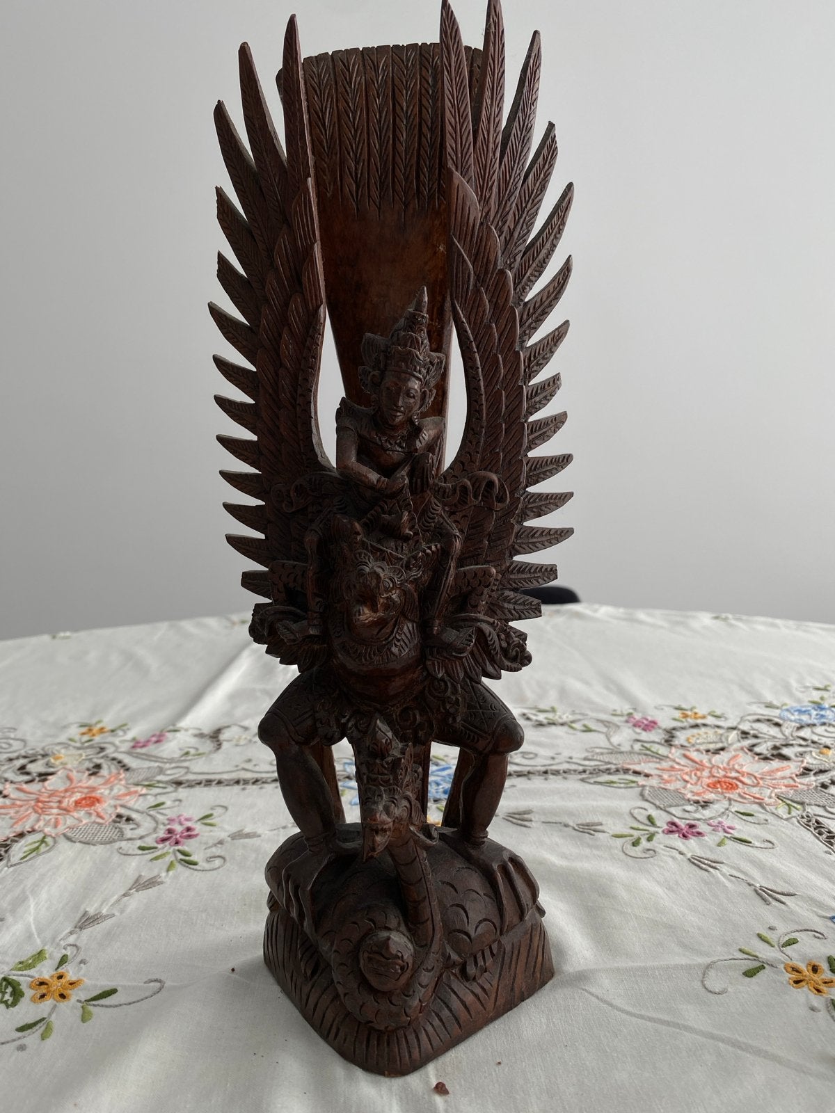 Balinese houten sculptuur van Vishnu op Garuda, Ophalen, Handgemaakt, 20 - 50 cm, Beeld