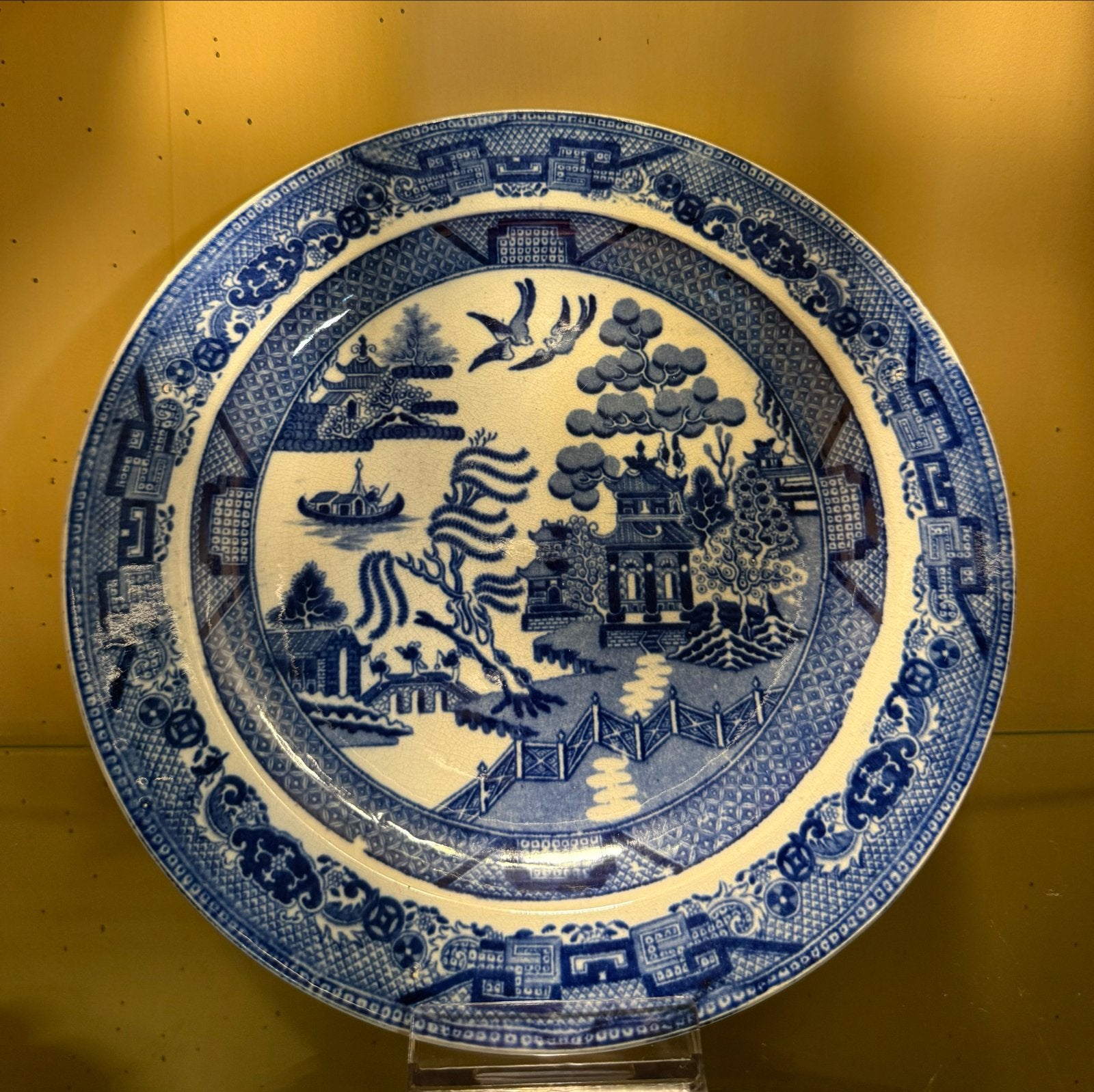2 zeldzame 18e-eeuwse Patterson Pottery borden, Blue Willow, Antiek en Kunst, Ophalen of Verzenden