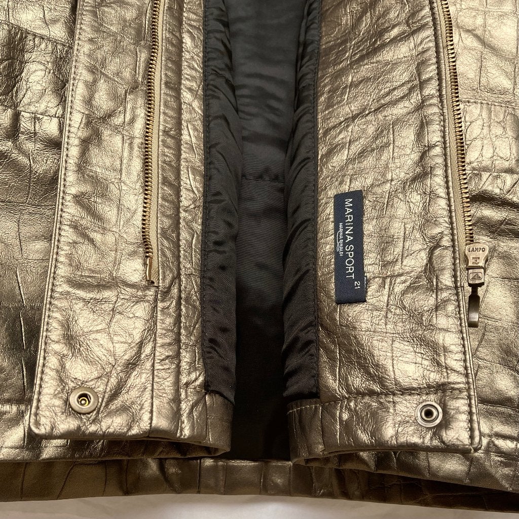 leren jasje in metallic brons van Marina Rinaldi (Max Mara), Kleding | Dames, Overige kleuren, Maat 42/44 (L), Nieuw, Ophalen of Verzenden