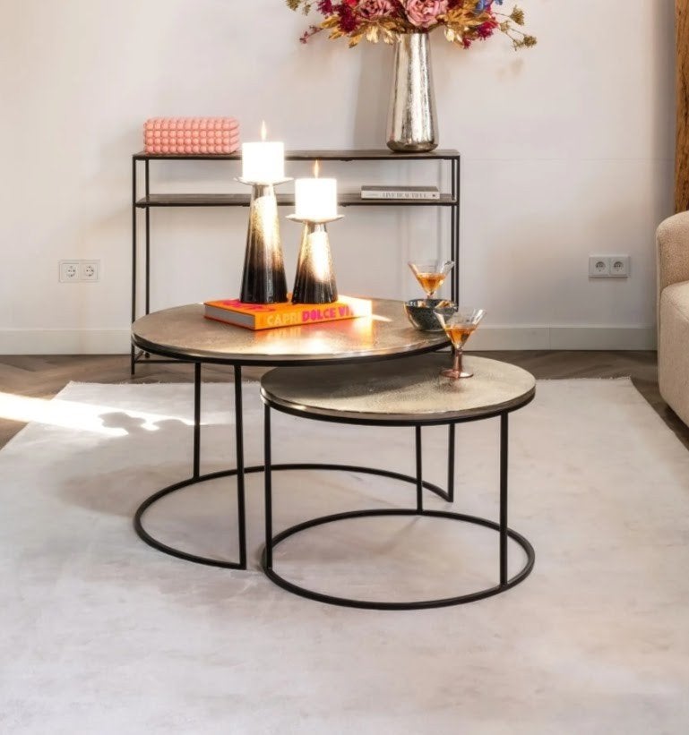 Richmond Interiors Salontafel Asher 2-delig Rond Champagne