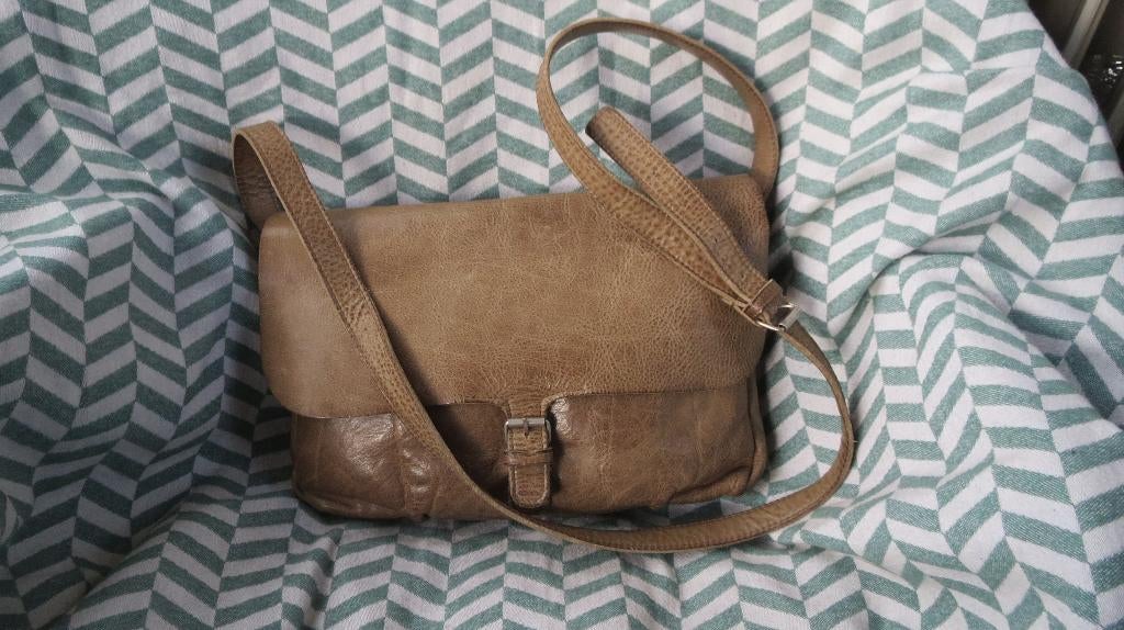 Keecie, leren tas, Flora en Fauna, moss used look, Verzenden, Gebruikt, Bruin, Overige typen
