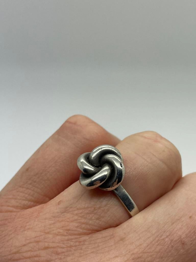 D568 Prachtige zilveren modernist ring (verstelbaar), Ophalen of Verzenden, Zilver, Ring