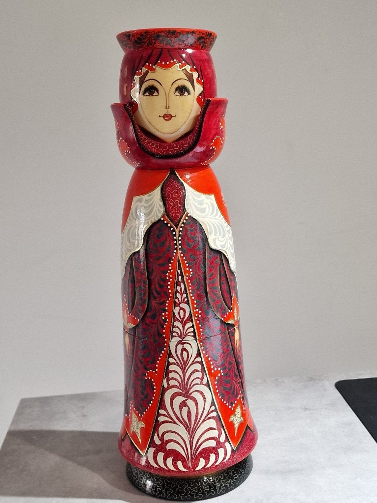 Russisch houten poppenbeeld – handbeschilderd – 39 cm hoog, Antiek en Kunst, Ophalen of Verzenden