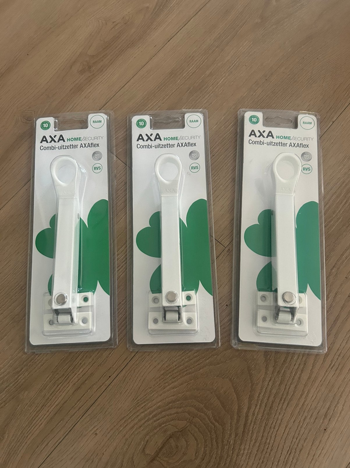 AXA raamuitzetter en -sluiter RVS wit - 3 stuks, Ophalen of Verzenden, Nieuw, Rvs, Overige typen