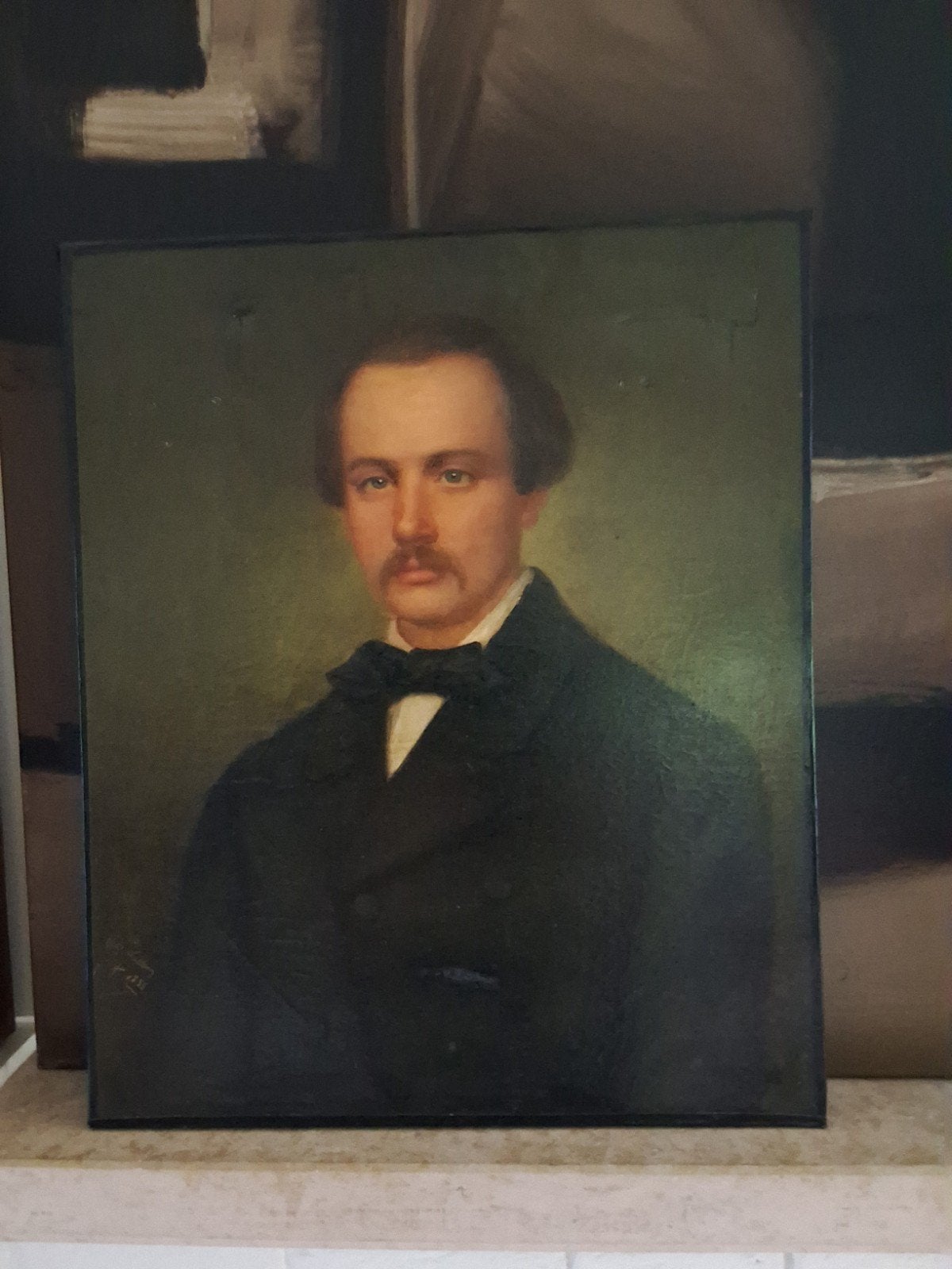 Olieverf Portret Gesigneerd Wallem 1855 - 54x65cm, Antiek en Kunst, Doek, Portret of Personen, Ophalen of Verzenden, Olieverf