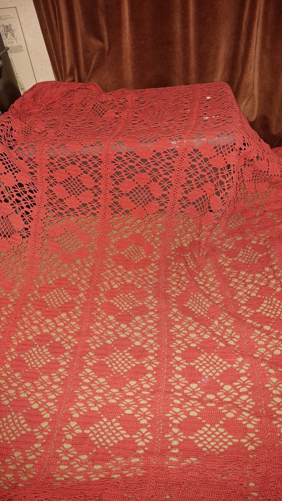 Gehaakte katoenen beddensprei - Oud Roze, Katoen, Ophalen of Verzenden, Roze, Handgemaakt