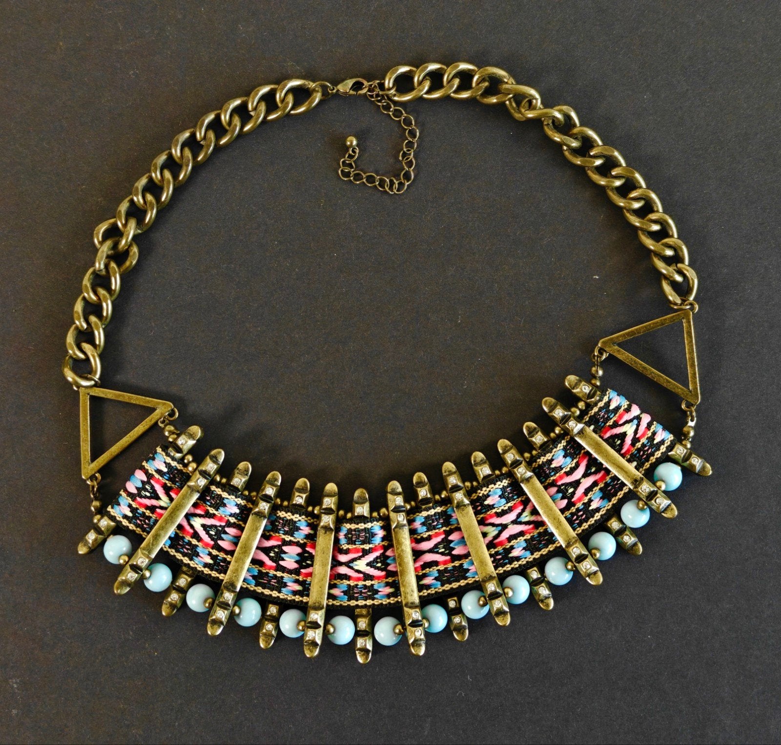 Boho statement ketting, bijzonder halssieraad. Ibiza, Overige materialen, Ophalen of Verzenden, Zo goed als nieuw, Goud