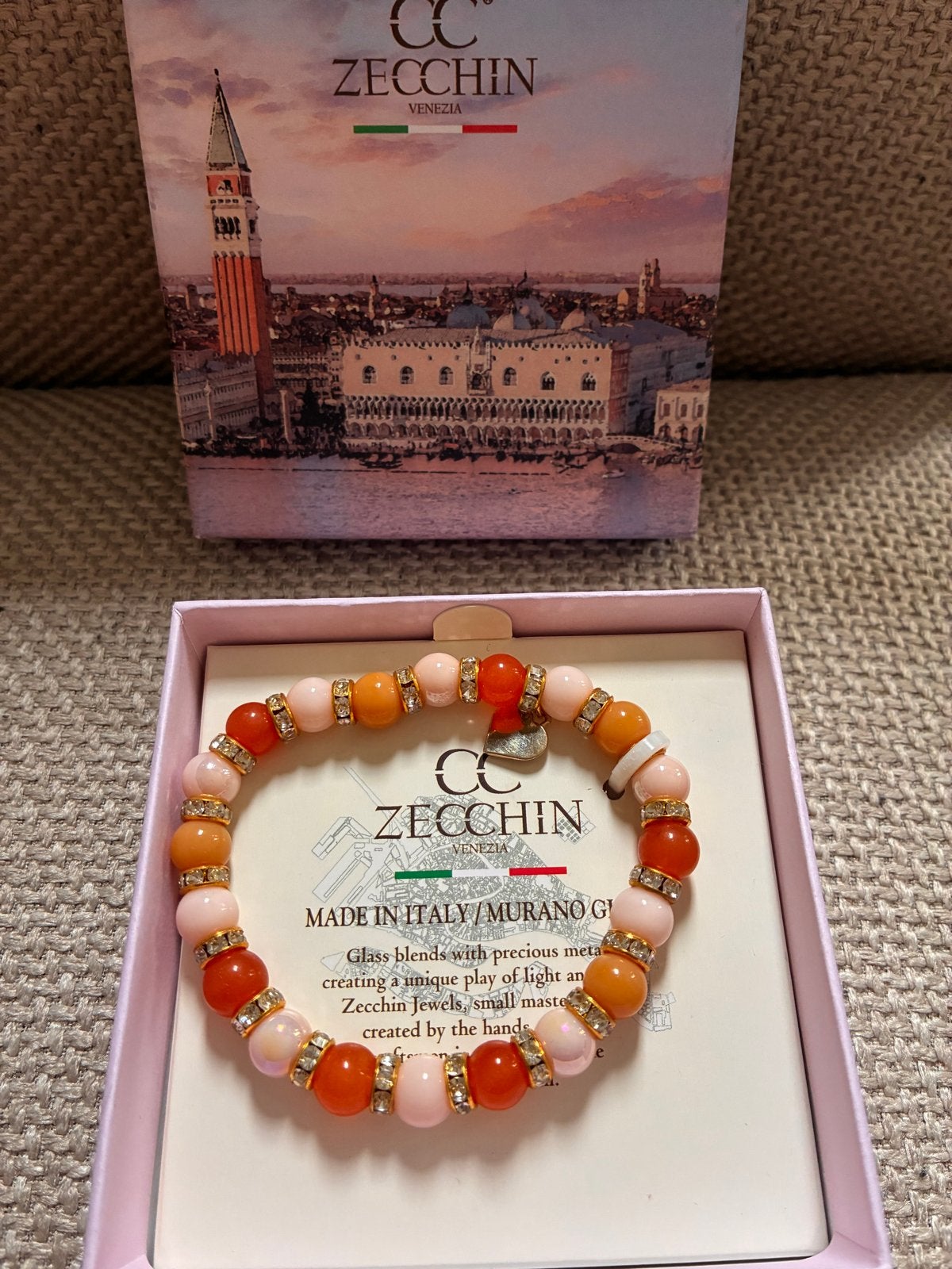 Zecchin Venezia Murano Glas Armband met Kristallen, Sieraden, Tassen en Uiterlijk, Armbanden, Met kristal, Overige materialen