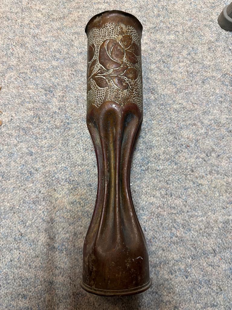 Antieke Art Nouveau Granaathuls Vaas - WOI Trench Art, Antiek en Kunst, Ophalen of Verzenden