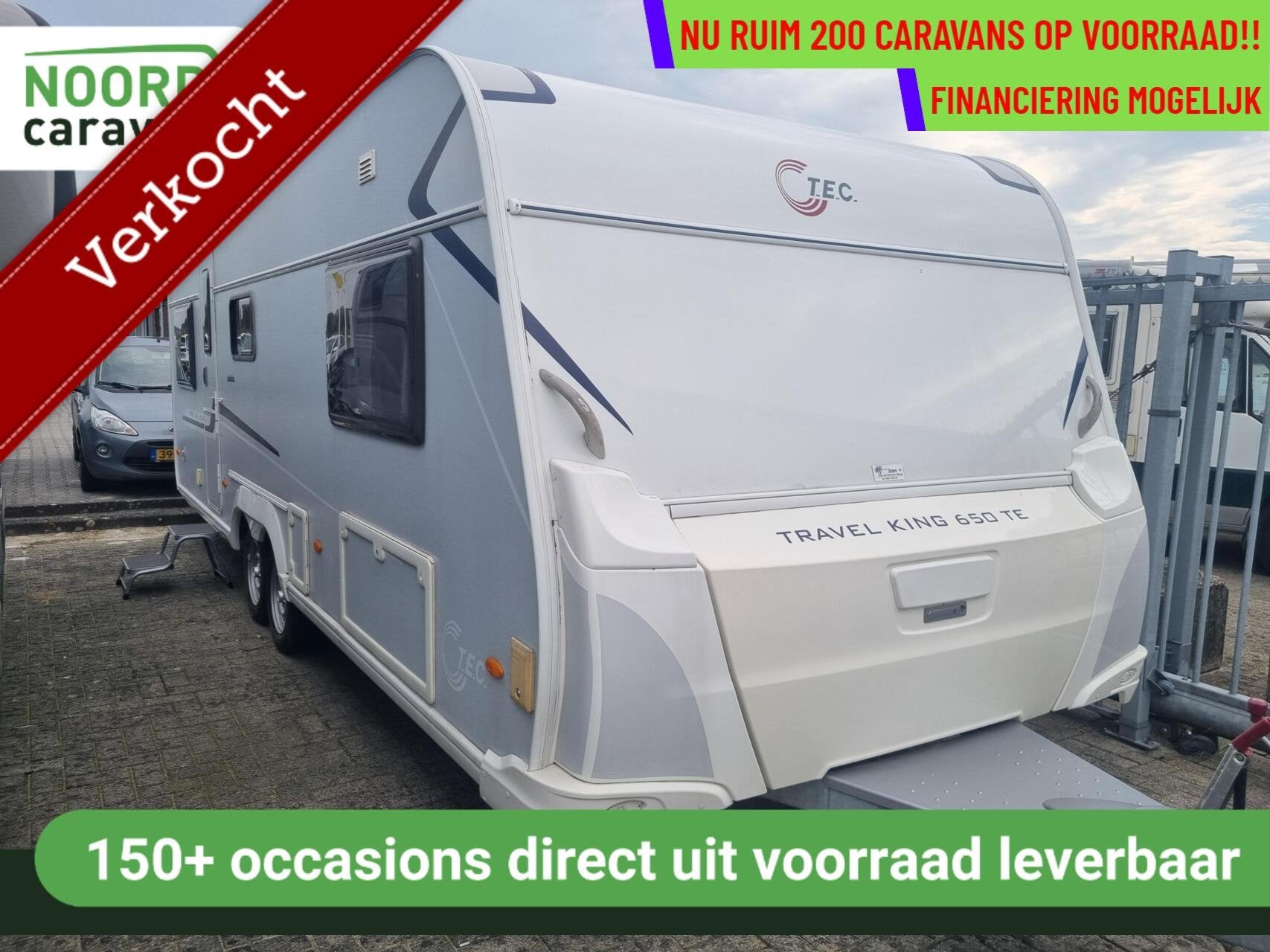 Tec TRAVELKING ELEGANCE 650 AIRCO + VOORTENT + ENKELE BEDDEN, Caravans en Kamperen, Rondzit, Bedrijf, 8 meter en meer, Tot en met 4