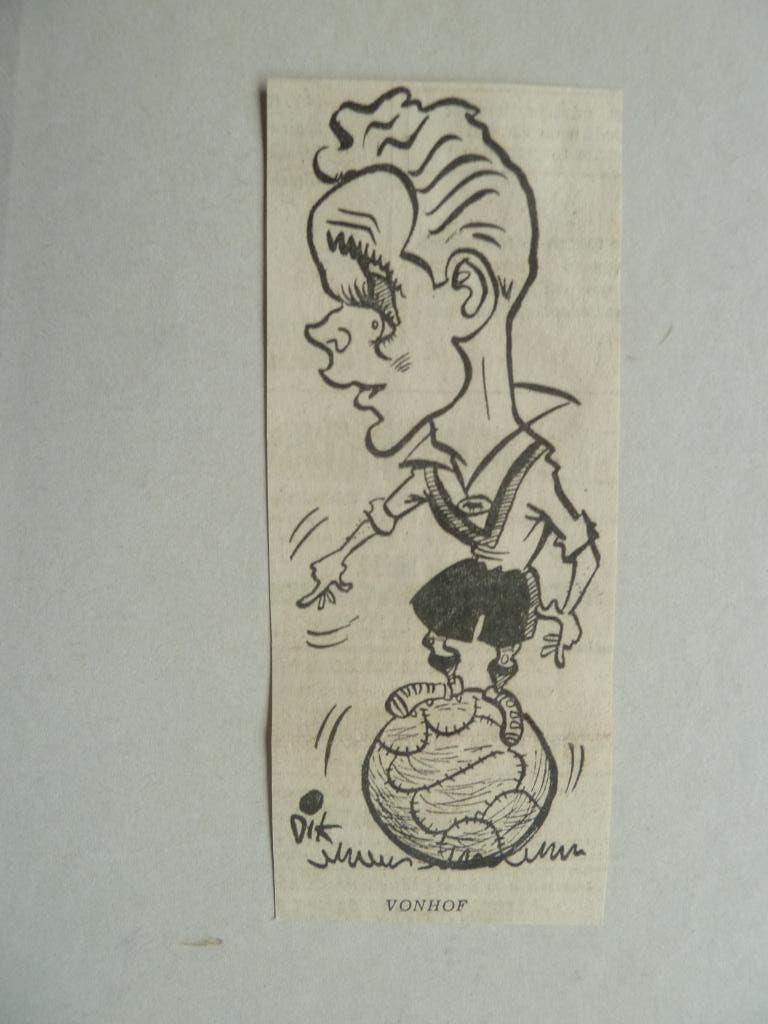 Dik.Bruynesteyn karikatuur   Jos.Vonhof. BVC Amsterdam, Verzamelen, Sportartikelen en Voetbal, Ophalen of Verzenden, Zo goed als nieuw
