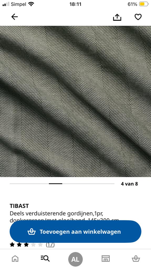 Tibast Ikea gordijnstof restant groen 2x 88x145 cm, 100 tot 150 cm, Nieuw, Ophalen of Verzenden, Minder dan 100 cm