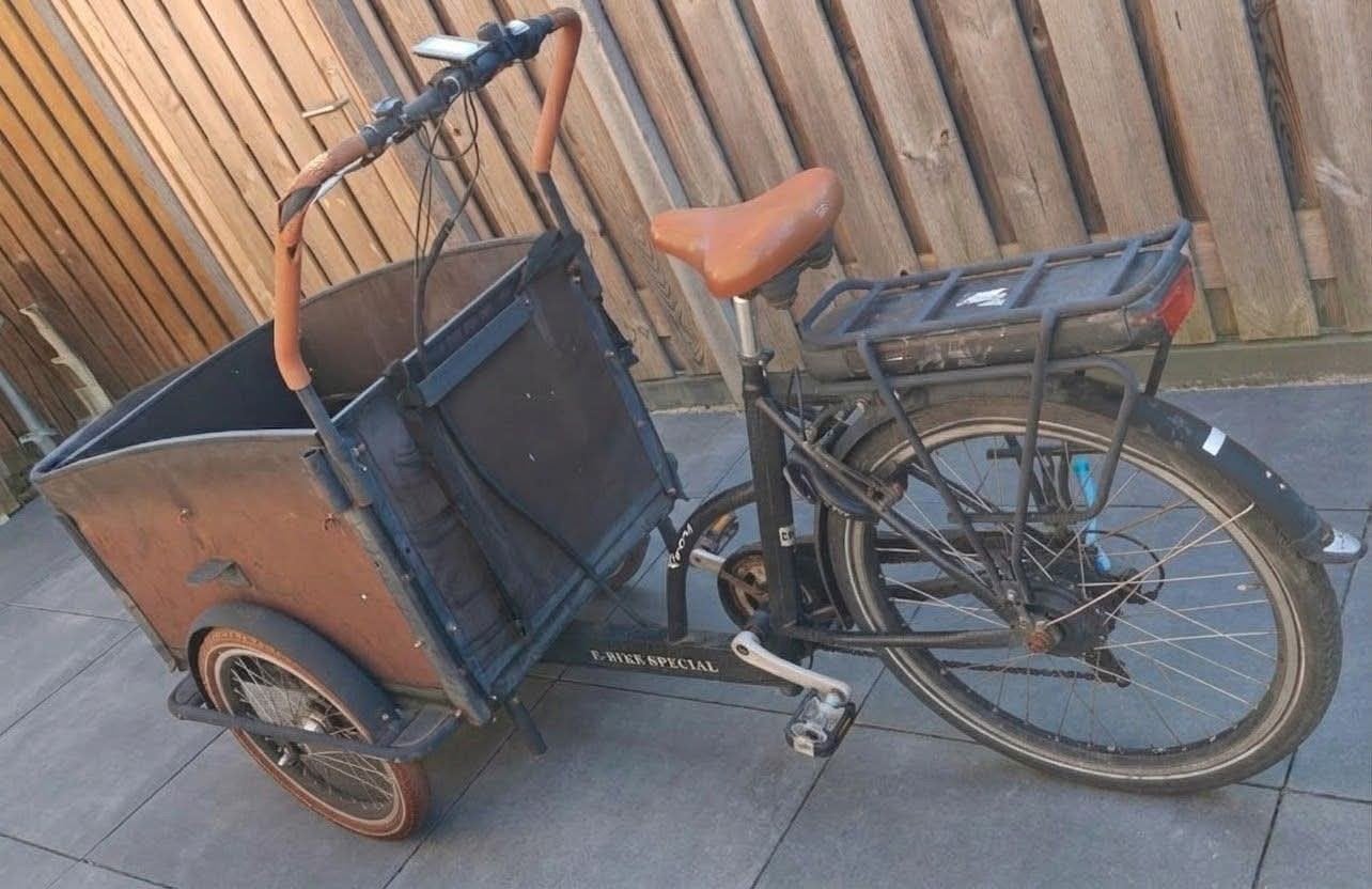 OPKNAP ELECTRISCHE BAKFIETS TROY VOGUE, 4 kinderen of meer, Gebruikt, Huif, Ophalen