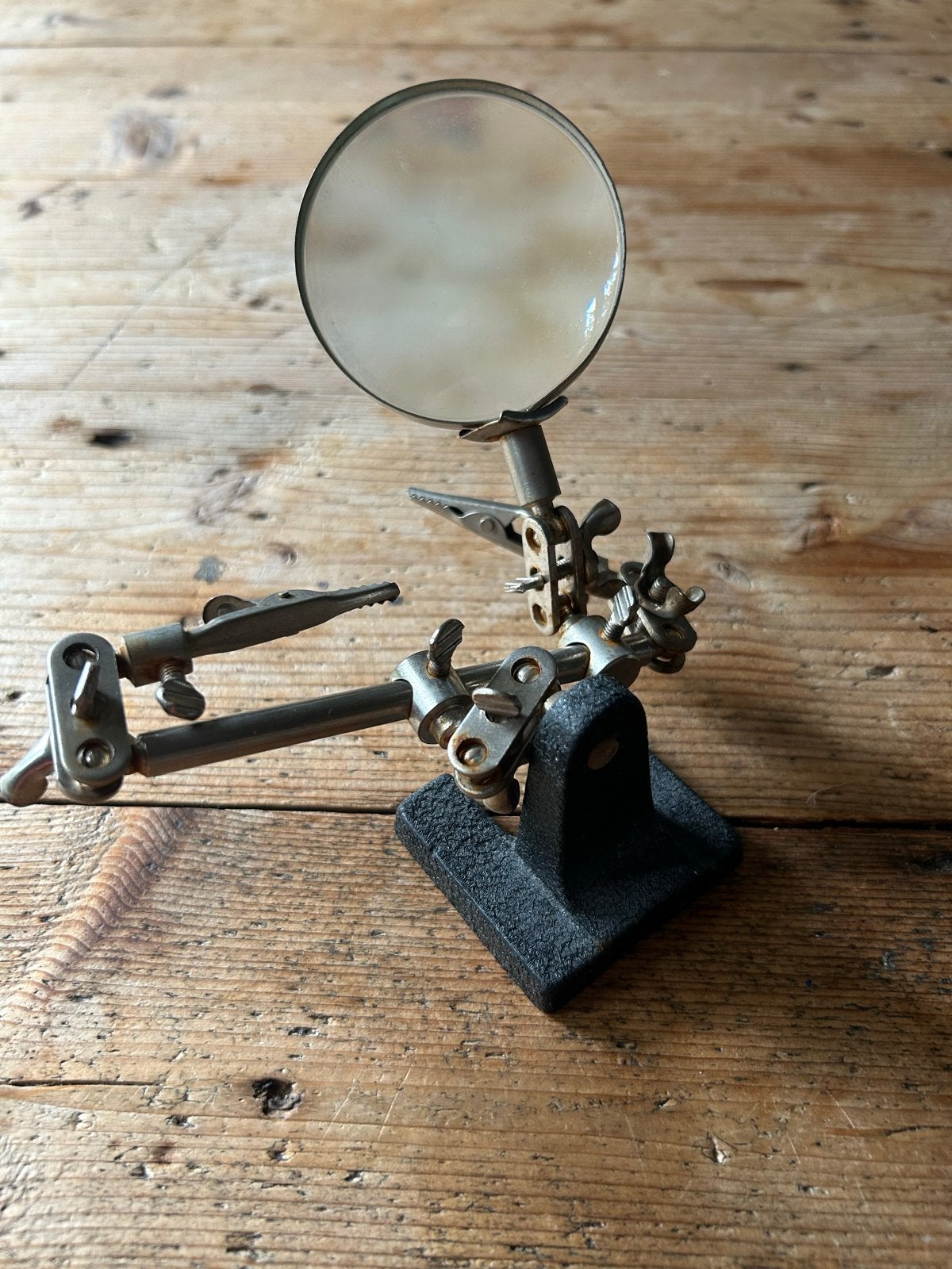 Vintage Soldeer Hulpstuk met Loep en Klemmen, Ophalen of Verzenden, Gebruikt, Vergrootglas of Loep