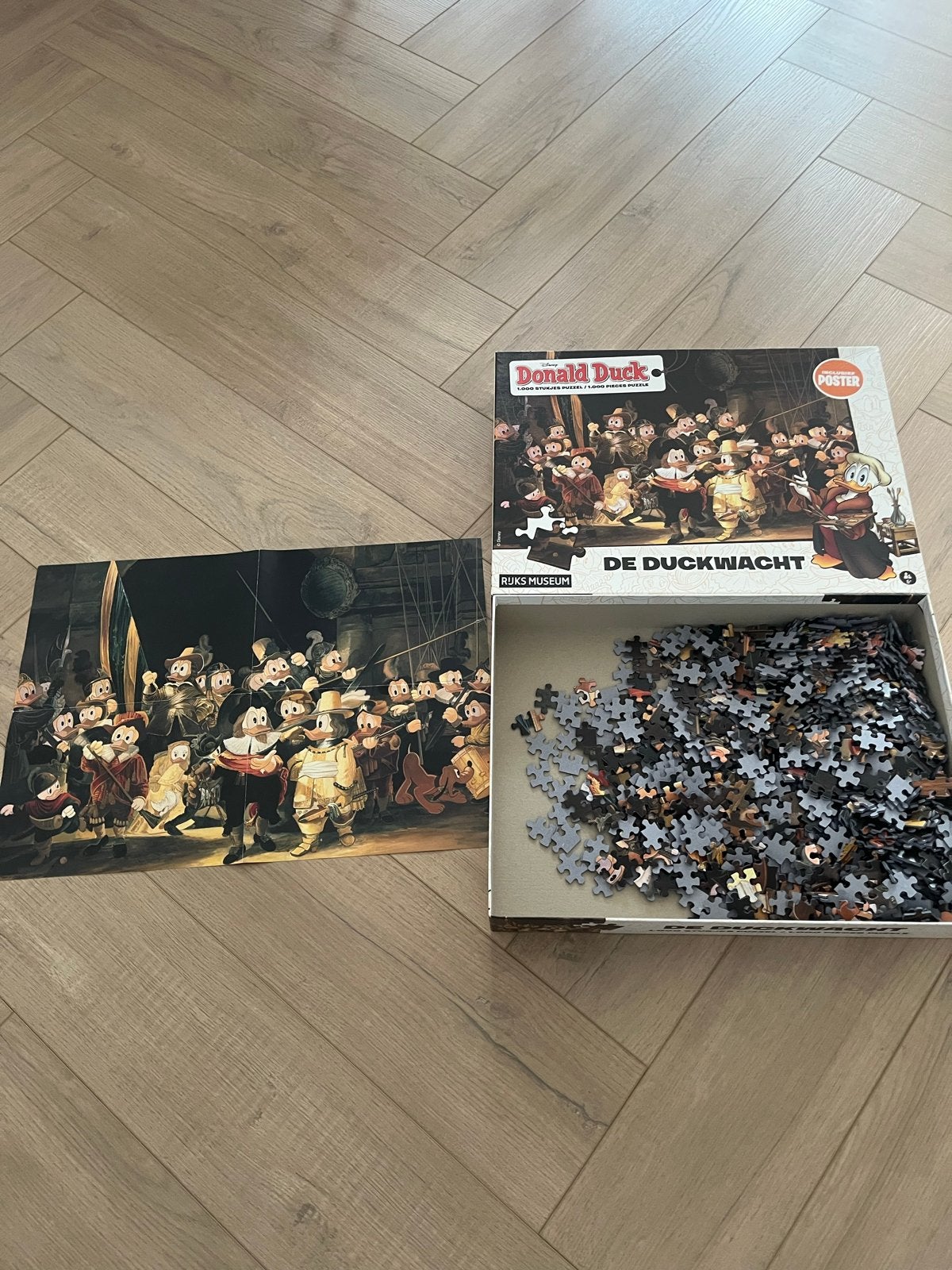 Donald Duck De Duckwacht Legpuzzel 1000 stukjes Rijksmuseum, Ophalen of Verzenden, 500 t/m 1500 stukjes, Gebruikt, Legpuzzel