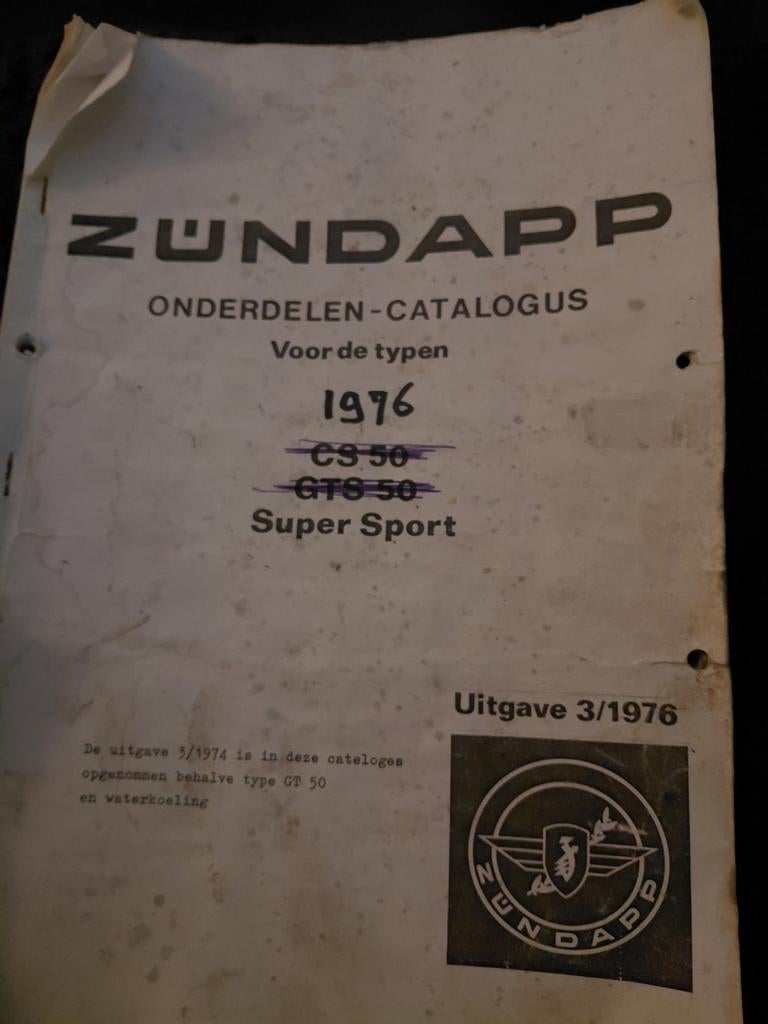 Zundapp Onderdelen Catalogus 1976 Super Sport, Verzenden, Gebruikt, Overige typen