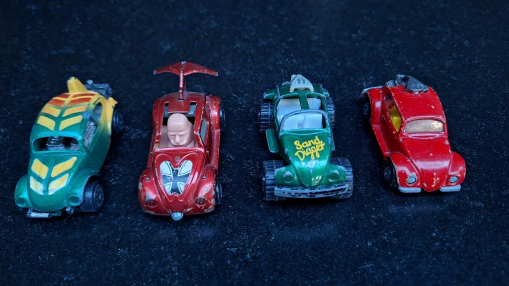 4x vintage VW Beetle modelautootjes, Ophalen of Verzenden, Gebruikt, Auto