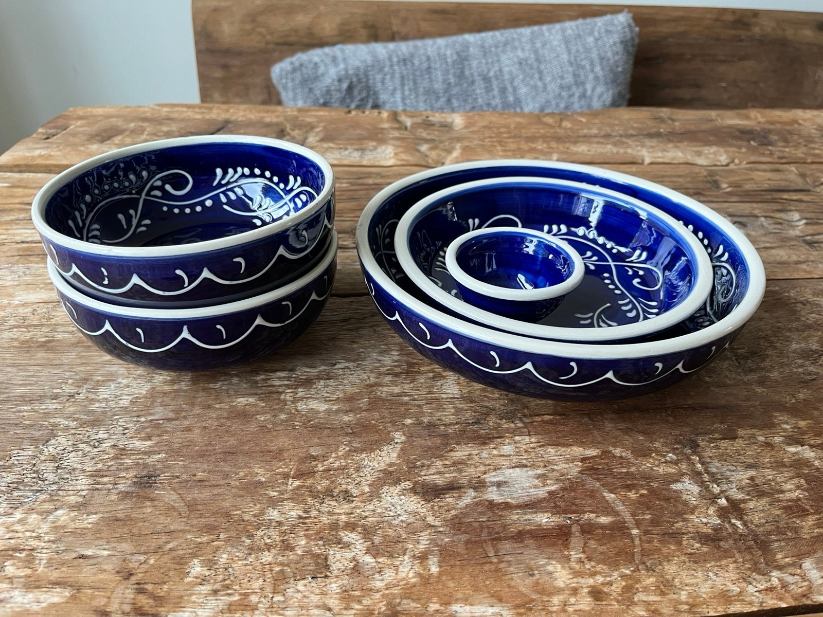 Set van 4 schalen - handgemaakt keramiek, Antiek en Kunst, Ophalen of Verzenden