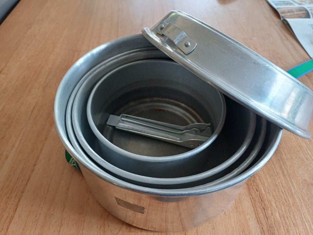 Camping Pannen, aluminium, pannenset, Ophalen, Gebruikt