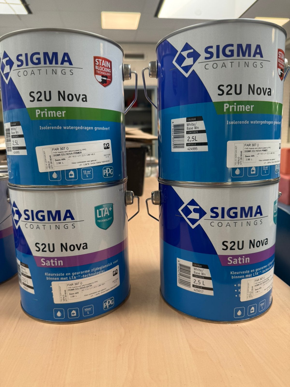 Sigma nova primer en lak 2,5 liter blikken, Ophalen, Blauw, Nieuw, Verf