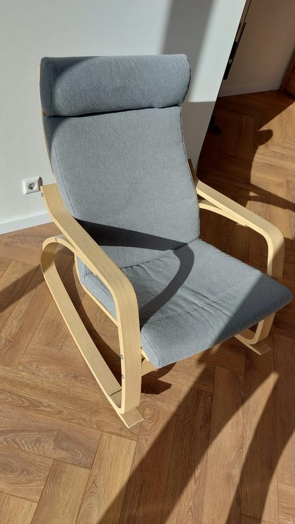 Ikea Poang schommelstoel grijs eiken, nieuwwaarde 169 euro!, Huis en Inrichting, Stoelen, Ophalen, Gebruikt, Stof, Eén